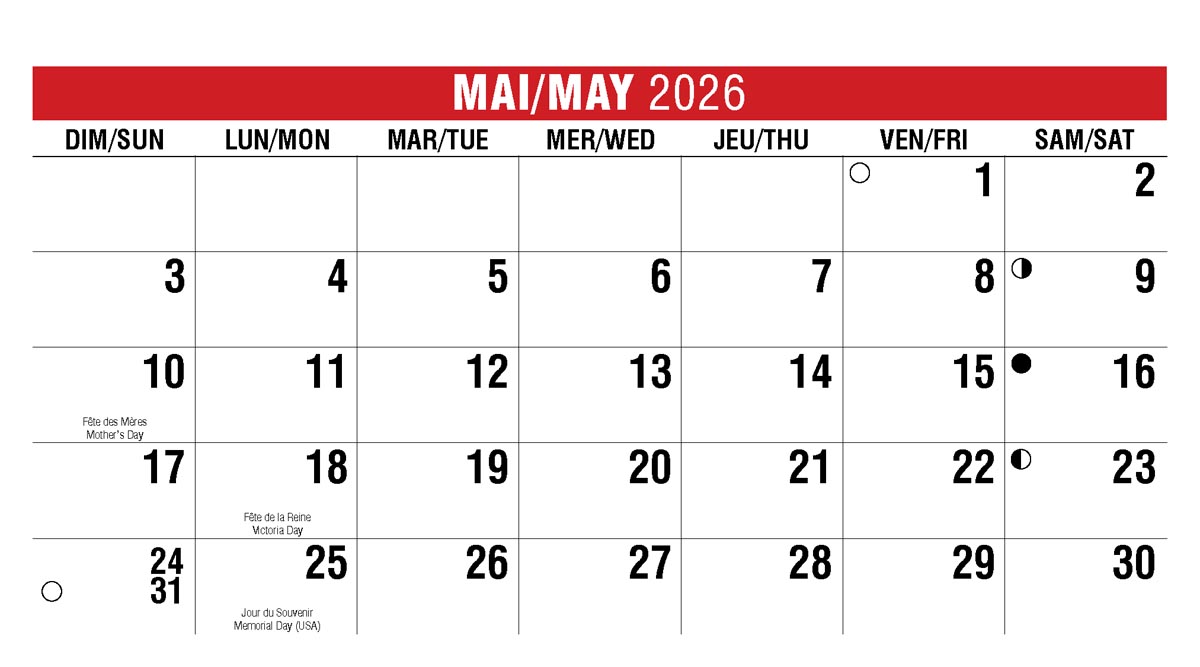 Galleria Canadian Scenes( ENG/Fr) Promotional Desk Calendar- 2026
